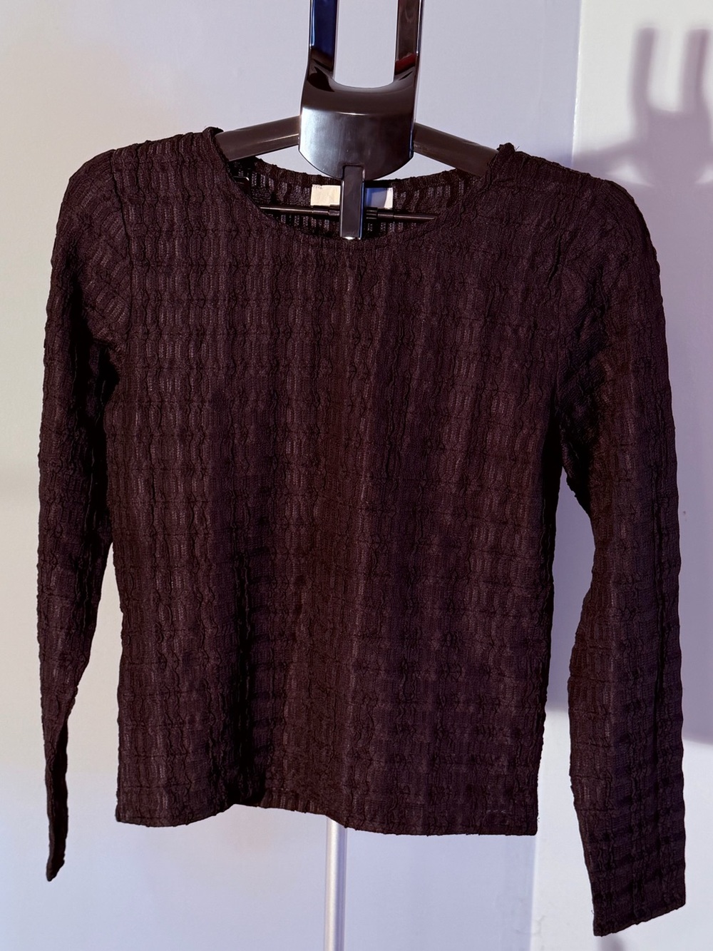 LOFT Black Textured Long Sleeve Top
